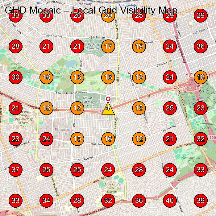 GHD Mosaic GeoGrid visibility map for Art School in Flushing
